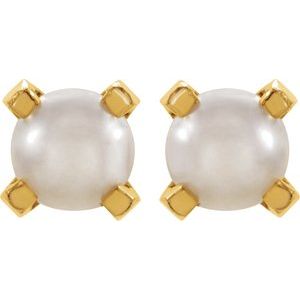 24K Gold-Washed Stainless Steel Imitation White Pearl Piercing Earrings - BN & CO JEWELRY