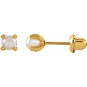 24K Gold-Washed Stainless Steel Imitation White Pearl Piercing Earrings - BN & CO JEWELRY