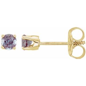 14K Yellow Imitation Alexandrite Youth Earrings - BN & CO JEWELRY