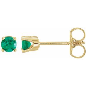14K Yellow Imitation Emerald Youth Earrings - BN & CO JEWELRY