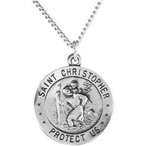 Sterling Silver 18 mm Reversible St. Christopher/U.S. Army Medal Necklace - BN & CO JEWELRY