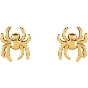 14K Yellow 6.3x5.6 mm Spider Earrings - BN & CO JEWELRY