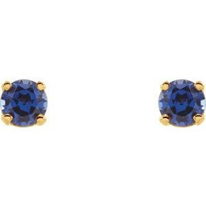 14K Yellow Natural Blue Sapphire Youth Earrings - BN & CO JEWELRY