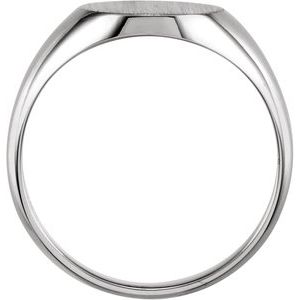 10K White 14x12 mm Oval Signet Ring - BN & CO JEWELRY