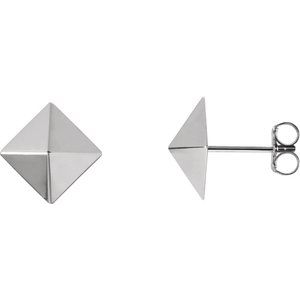14K White Pyramid Earrings - BN & CO JEWELRY