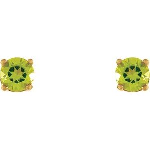 14K Yellow Imitation Peridot Youth Earrings - BN & CO JEWELRY