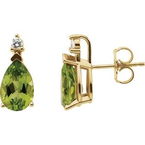 14K Yellow Natural Peridot & .08 CTW Natural Diamond Earrings - BN & CO JEWELRY