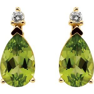 14K Yellow Natural Peridot & .08 CTW Natural Diamond Earrings - BN & CO JEWELRY