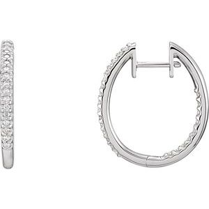 14K White 26.7 mm 3/4 CTW Natural Diamond Inside-Outside Hoop Earrings - BN & CO JEWELRY