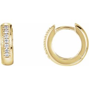 14K Yellow 1/8 CTW Natural Diamond 12.6 mm Huggie Earrings - BN & CO JEWELRY