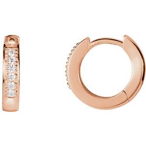 14K Rose .08 CTW Natural Diamond 12.5 mm Huggie Earrings - BN & CO JEWELRY