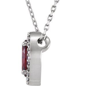 14K White Natural Mozambique Garnet & .05 CTW Natural Diamond 16" Necklace - BN & CO JEWELRY