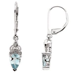 14K White Aquamarine & Diamond Earrings - BN & CO JEWELRY