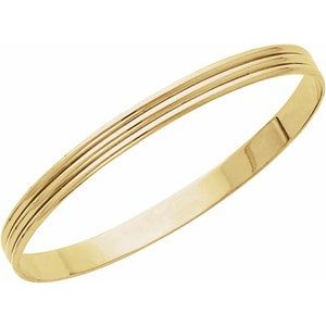 14K Yellow 6 mm Grooved Bangle Bracelet - BN & CO JEWELRY