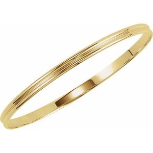 14K Yellow 4 mm Grooved Bangle Bracelet - BN & CO JEWELRY