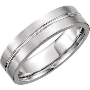 14K White 6 mm Grooved Band Size 7.5 - BN & CO JEWELRY