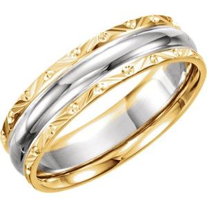 14K Yellow/White/Yellow 6 mm Design-Engraved Band Size 9.5 - BN & CO JEWELRY
