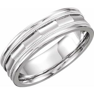 14K White 6 mm Design Band with Milgrain Size 6 - BN & CO JEWELRY