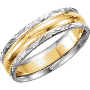 14K White/Yellow/White 6 mm Design-Engraved Band Size 12 - BN & CO JEWELRY