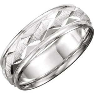 Sterling Silver 7 mm Design Band with Satin Finish & Milgrain - BN & CO JEWELRY