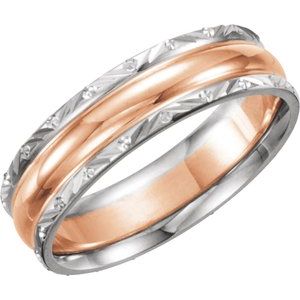 14K White/Rose/White 6 mm Design-Engraved Band Size 10 - BN & CO JEWELRY