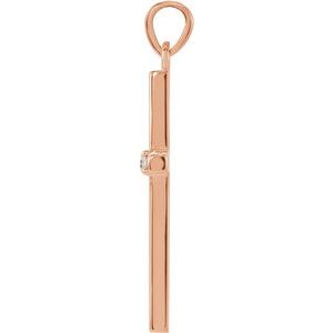 14K Rose 26.5x13.75 mm .02 CT Natural Diamond Cross Pendant - BN & CO JEWELRY
