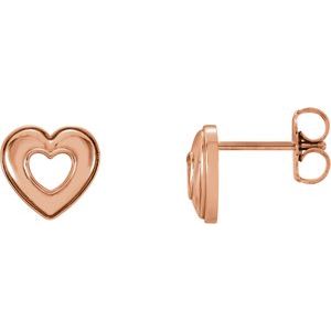 14K Rose 8.5x8 mm Heart Earrings - BN & CO JEWELRY