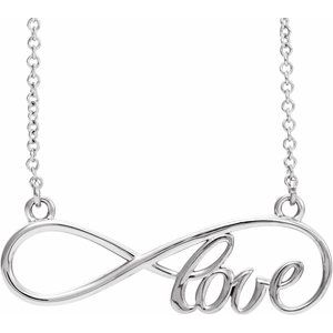 14K White 27.5x8.4 mm Infinity-Inspired Love 17" Necklace - BN & CO JEWELRY