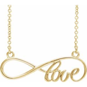 14K Yellow 27.5x8.4 mm Infinity-Inspired Love 17" Necklace - BN & CO JEWELRY