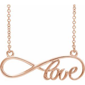 14K Rose 27.5x8.4 mm Infinity-Inspired Love 17" Necklace - BN & CO JEWELRY
