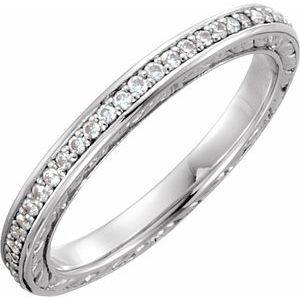 14K White 1/4 CTW Natural Diamond Sculptural Eternity Band Size 7 - BN & CO JEWELRY