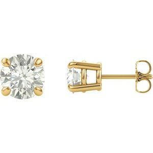 14K Yellow 8 mm Round Forever Oneâ„¢ Moissanite Earrings - BN & CO JEWELRY