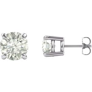 14K White 6.5 mm Round Forever Oneâ„¢ Moissanite Earrings - BN & CO JEWELRY