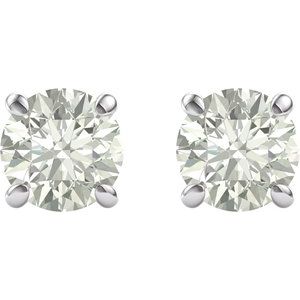 14K White 6.5 mm Round Forever Oneâ„¢ Moissanite Earrings - BN & CO JEWELRY