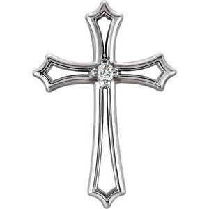 14K White .015 CTW Natural Diamond Cross Pendant - BN & CO JEWELRY