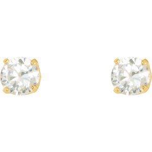 24K Gold-Plated Sterling Silver 5 mm Round Imitation White Cubic Zirconia Piercing Stud Earrings - BN & CO JEWELRY