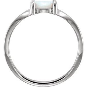 14K White 8 mm Natural Opal Cabochon Ring - BN & CO JEWELRY