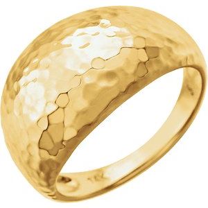 14K Yellow 12 mm Hammered Dome Ring - BN & CO JEWELRY
