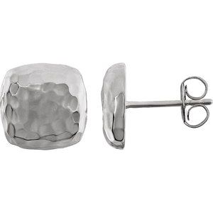 14K White Hammered Square Earrings - BN & CO JEWELRY