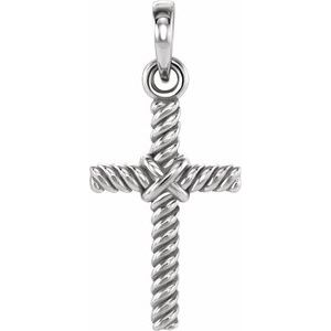 Platinum 13.5x8.6 mm Rope Cross Pendant - BN & CO JEWELRY