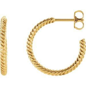 14K Yellow 17 mm Rope Hoop Earrings - BN & CO JEWELRY