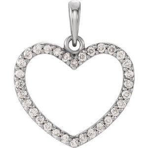 14K White 1/4 CTW Natural Diamond Heart Pendant - BN & CO JEWELRY