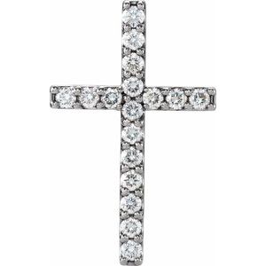 14K White 1/2 CTW Natural Diamond Petite Cross Pendant - BN & CO JEWELRY