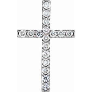 14K White 1 CTW Natural Diamond Petite Cross Pendant - BN & CO JEWELRY