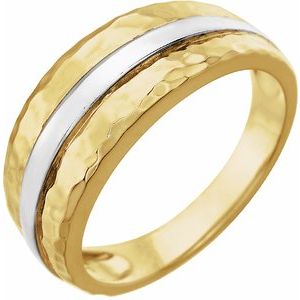 14K Yellow & White Banded Hammered Ring - BN & CO JEWELRY