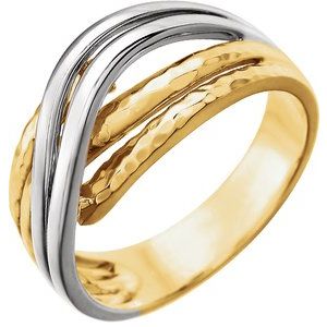 14K Yellow Overlap Hammered Ring - BN & CO JEWELRY