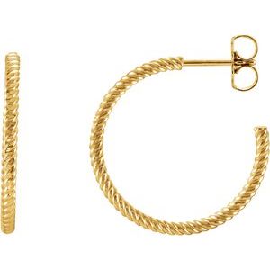 14K Yellow 21 mm Rope Hoop Earrings - BN & CO JEWELRY