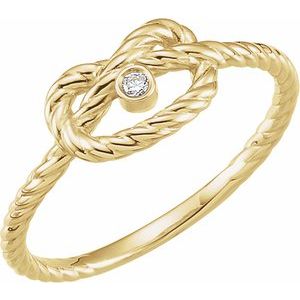14K Yellow .025 CT Natural Diamond Rope Knot Ring - BN & CO JEWELRY