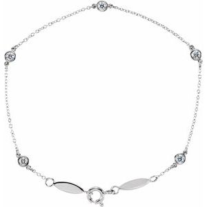 14K White 1/3 CTW Lab-Grown Diamond Bezel-Set Station 7" Bracelet - BN & CO JEWELRY