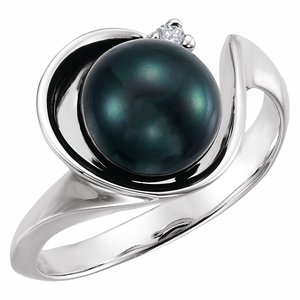 14K White Akoya Cultured Pearl & .03 CTW Diamond Ring - BN & CO JEWELRY